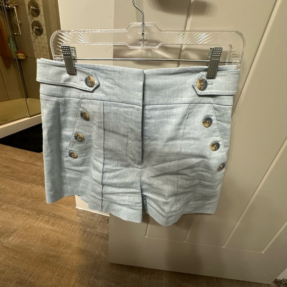 Veronica Beard Light Blue High Waist Shorts 8
